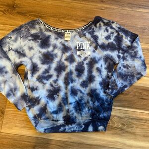 PINK tie-dye wide neck crew sweatshirt